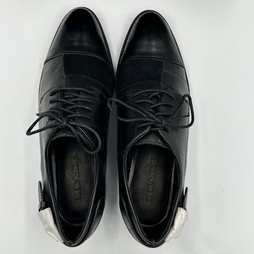 Coach Waverly Patchwork Oxfords Black Leather Suede wmns Size 6B Business - Picture 9 of 13